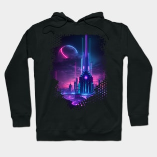 Neon City Night Landscape - AI Art Hoodie